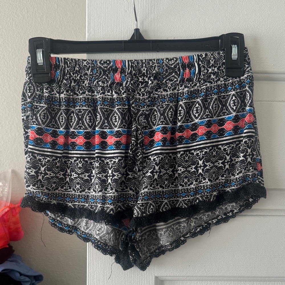 Charlotte Russe High Waist Patterned Shorts - Black, Blue, Pink